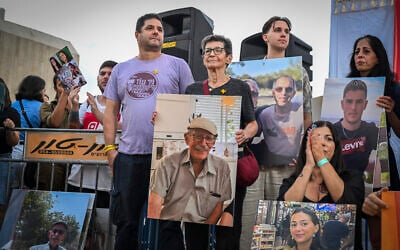 Former hostage Yocheved Lifshitz joins families of former hostages, hostages who were killed in captivity in the Gaza Strip, and victims of the October 7 attack at the Families’ Sukkah at Hostages Square in Tel Aviv, during the Jewish holiday of Sukkot, September 28, 2026. (Avshalom Sassoni/Flash90) Former hostage Yocheved Lifshitz joins families of former hostages, hostages who were killed in captivity in the Gaza Strip, and victims of the October 7 attack at the Families’ Sukkah at Hostages Square in Tel Aviv, during the Jewish holiday of Sukkot, September 28, 2026. (Avshalom Sassoni/Flash90)