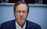 President Isaac Herzog visits the IDF’s Judea and Samaria Division headquarters near the settlement of Beit El in the West Bank, September 30, 2026. (Jonathan Shaul/Flash90)