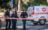 Illustrative: Police at the scene of a fatal hit-and-run in Jerusalem, October 4, 2026. (Yonatan Sindel/Flash90)