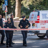 Illustrative: Police at the scene of a fatal hit-and-run in Jerusalem, October 4, 2026. (Yonatan Sindel/Flash90)