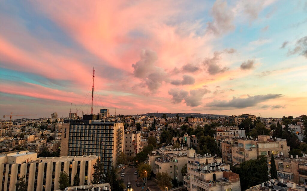 View of the Jerusalem skyline at sunset, October 6, 2026. (Chaim Goldberg/Flash90) View of the Jerusalem skyline at sunset, October 6, 2026. (Chaim Goldberg/Flash90)