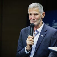 Yair Golan, chairman of The Democrats party, attends the Shabtai Shavit World Summit on Counter-Terrorism at Reichman University in Herzliya, October 6, 2026. (Tal Gal/Flash90)