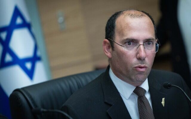 MK Simcha Rothman leads a Constitution, Law and Justice Committee meeting at the Knesset in Jerusalem, October 7, 2026. (Chaim Goldberg/Flash90) MK Simcha Rothman leads a Constitution, Law and Justice Committee meeting at the Knesset in Jerusalem, October 7, 2026. (Chaim Goldberg/Flash90)