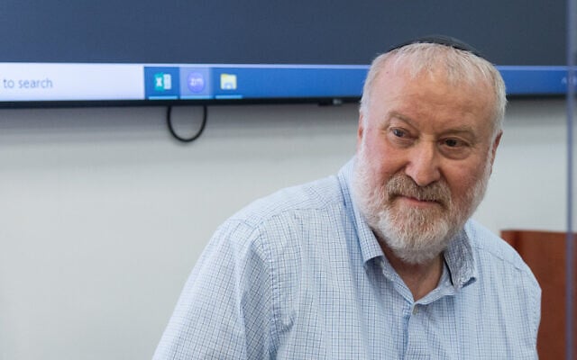 Former Attorney General Avichai Mandelblit arrives to testify in the corruption trial of Prime Minister Benjamin Netanyahu at the Jerusalem District Court, October 11, 2026. (Chaim Goldberg/Flash90)