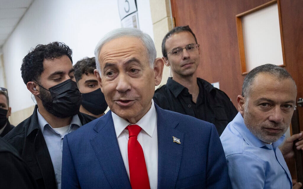 Prime Minister Benjamin Netanyahu arrives for a hearing in his corruption trial at the Jerusalem District Court, October 11, 2026. (Chaim Goldberg/Flash90) Prime Minister Benjamin Netanyahu arrives for a hearing in his corruption trial at the Jerusalem District Court, October 11, 2026. (Chaim Goldberg/Flash90)