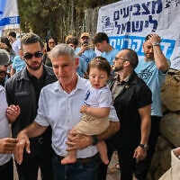 Democrats party chairman Yair Golan casts his vote at a polling station in Rosh HaAyin, central Israel, during Israel’s general elections, October 27, 2026. (Reuven Schwartz/Flash90)