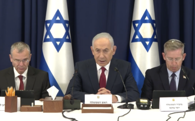 Prime Minister Benjamin Netanyahu (C) speaks at the start of a weekly cabinet meeting in Jerusalem, October 6, 2026. (GPO/Screenshot) Prime Minister Benjamin Netanyahu (C) speaks at the start of a weekly cabinet meeting in Jerusalem, October 6, 2026. (GPO/Screenshot)