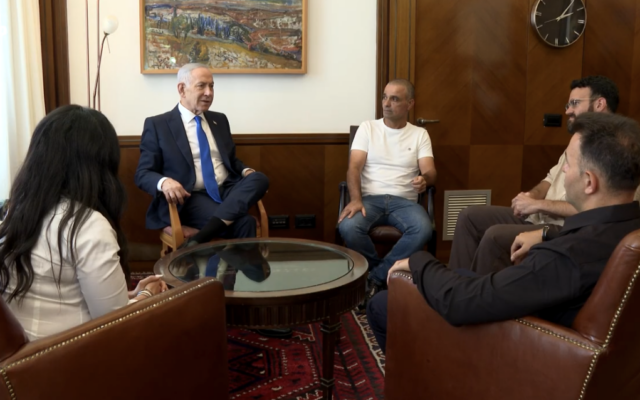 Prime Minister Benjamin Netanyahu meets with survivors of the flydubai flight that was attacked, October 1, 2026. (screenshot/GPO) Prime Minister Benjamin Netanyahu meets with survivors of the flydubai flight that was attacked, October 1, 2026. (screenshot/GPO)