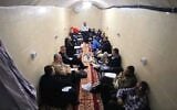 A screenshot of an undated Hamas video aired by Al Jazeera on October 30, 2026, shows the commanders of the terror group's military wing in an underground tunnel below the Gaza Strip. (Screenshot of Hamas video broadcast by Al Jazeera)