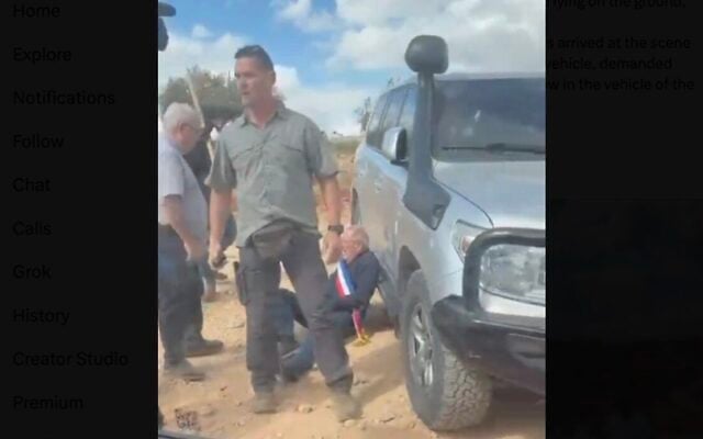 Screenshot from video of diplomats attacked by settler extremists in the Taybeh area of the West Bank, October 17, 2026. (Doron Kadash via X) Screenshot from video of diplomats attacked by settler extremists in the Taybeh area of the West Bank, October 17, 2026. (Doron Kadash via X)