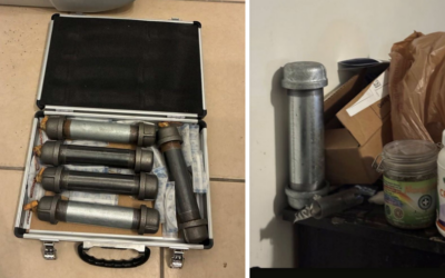 Pipe bombs found in Skyler AJ Rose's bedroom after he threatened to blow up a synagogue, from an October 21, 2026 court filing. (US District Court for the District of Utah)