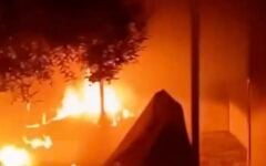 A still image from footage of a building on fire after an alleged settler arson attack in the South Hebron Hills, in the southern West Bank, on October 30, 2026. (Screenshot via X, used in accordance with Clause 27a of the Copyright Law)