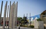 Israelis visit a memorial site for those killed in the October 7 attack at the former Sderot Police Station in southern Israel, November 5, 2025. (Michael Giladi/Flash90)