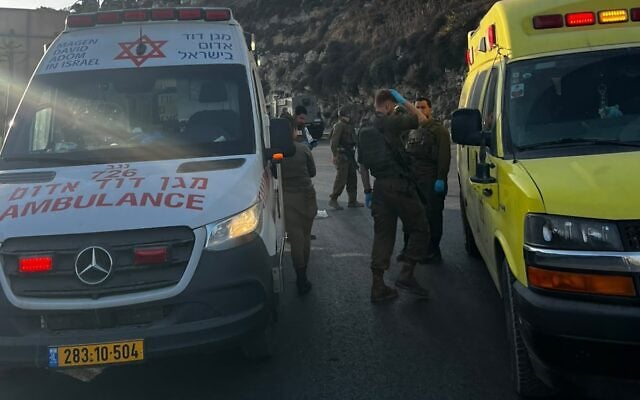 The scene of a shooting attack in the West Bank on October 23, 2027 (Magen David Adom)