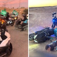 A convoy of supporters of the Islamist Ra'am party in southern Israel (L), and one of the alleged members of the convoy bound, on October 7, 2026. (X/Moshe Feiglin, X/Itamar Ben Gvir)