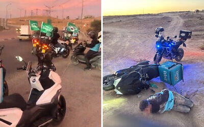 A convoy of supporters of the Islamist Ra'am party in southern Israel (L), and one of the alleged members of the convoy bound, on October 7, 2026. (X/Moshe Feiglin, X/Itamar Ben Gvir)