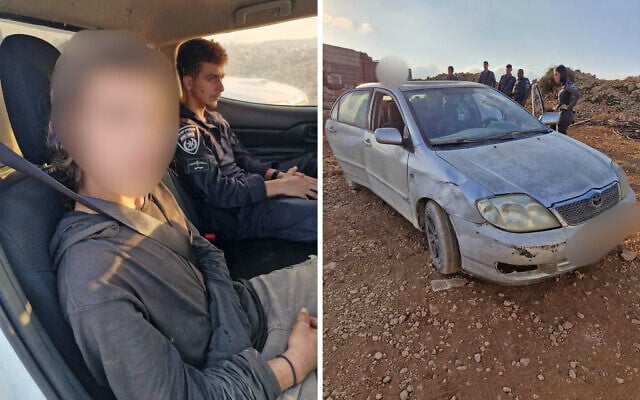 A 15-year-old settler detained by police on suspicion of involvement in an attack and car-theft against Palestinians near the central West Bank village of Yabrud on October 9, 2026. (Israel Police) A 15-year-old settler detained by police on suspicion of involvement in an attack and car-theft against Palestinians near the central West Bank village of Yabrud on October 9, 2026. (Israel Police)