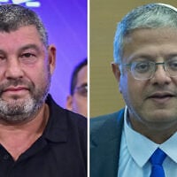 Ofer Winter (left) and National Security Minister Itamar Ben Gvir. (Avshalom Sassoni/Flash90, Yonatan Sindel/Flash90)