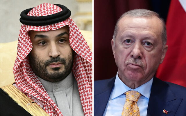 Saudi Crown Prince Mohammed Bin Salman (left) and Turkish President Recep Tayyip Erdogan. (Brendan SMIALOWSKI / AFP, Julia Demaree Nikhinson/AP) Saudi Crown Prince Mohammed Bin Salman (left) and Turkish President Recep Tayyip Erdogan. (Brendan SMIALOWSKI / AFP, Julia Demaree Nikhinson/AP)