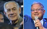 Prime Minister Benjamin Netanyahu (L) and National Security Minister Itamar Ben Gvir. (Sharon Leibel/Flash90, Avshalom Sassoni/FLASH90)