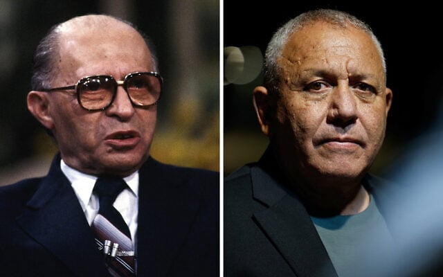 Menachem Begin (left) and Gadi Eisenkot. (AP Photo, Amir Cohen/Reuters)