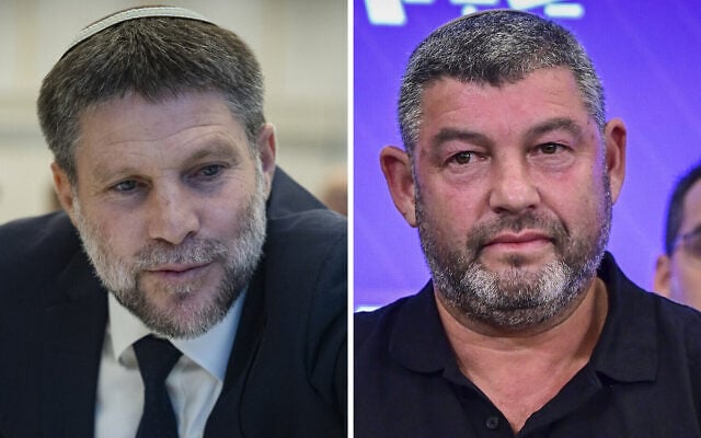 Left: Finance Minister Bezalel Smotrich, head of the Religious Zionism Party, attends the party primary in Jerusalem, July 26, 2026. Right: People of Israel party chairman Ofer Winter speaks during a press conference in Tel Aviv, September 2, 2026. (Yonatan Sindel/Flash90, Avshalom Sassoni/Flash90) Left: Finance Minister Bezalel Smotrich, head of the Religious Zionism Party, attends the party primary in Jerusalem, July 26, 2026. Right: People of Israel party chairman Ofer Winter speaks during a press conference in Tel Aviv, September 2, 2026. (Yonatan Sindel/Flash90, Avshalom Sassoni/Flash90)