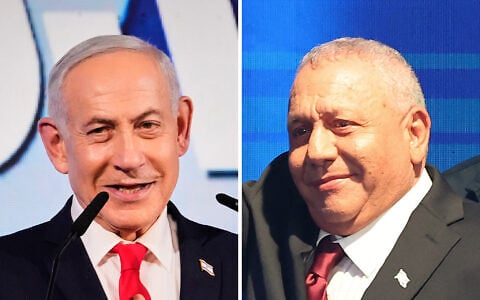 Prime Minister Benjamin Netanyahu (L) and Yashar leader Gadi Eisenkot (R). (AP Photo/Ohad Zwigenberg, Jack GUEZ/AFP)