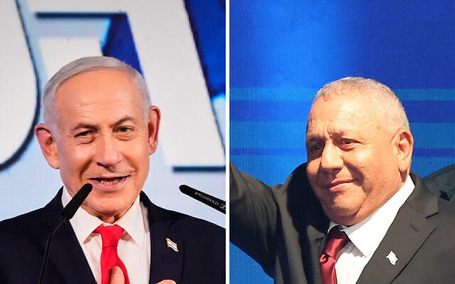 Prime Minister Benjamin Netanyahu (L) and Yashar leader Gadi Eisenkot (R). (AP Photo/Ohad Zwigenberg, Jack GUEZ/AFP)