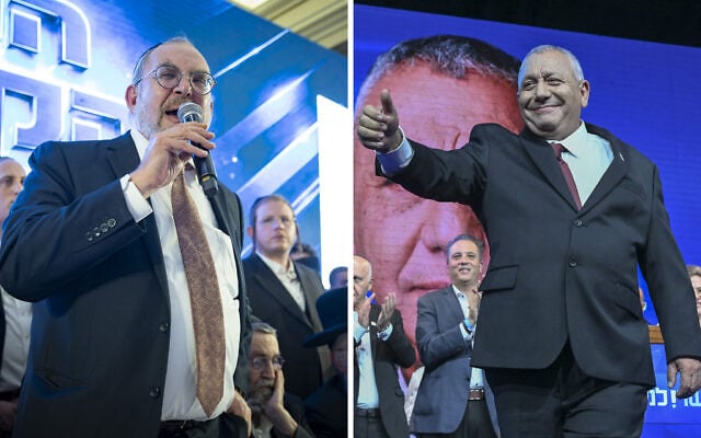 United Torah Judaism party chair MK Yaakov Asher in Bnei Brak, October 28, 2026, left, and Yashar party chair Gadi Eisenkot in Tel Aviv, October 28, 2026, at right. (Hilel Ben Or/Flash90, Avshalom Sassoni/Flash90) United Torah Judaism party chair MK Yaakov Asher in Bnei Brak, October 28, 2026, left, and Yashar party chair Gadi Eisenkot in Tel Aviv, October 28, 2026, at right. (Hilel Ben Or/Flash90, Avshalom Sassoni/Flash90)