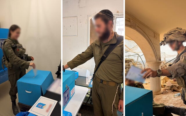 IDF soldiers vote at a mobile voting booth for Israel's national elections at an army post in southern Lebanon, October 21, 2026. (Israel Defense Forces)