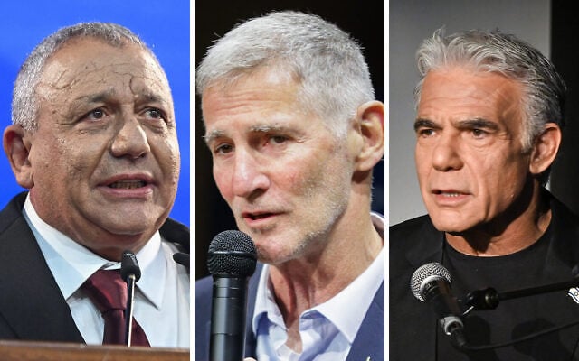 From left: Gadi Eisenkot, Yair Golan, Yair Lapid. (Avshalom Sassoni/Flash90, Tal Gal/Flash90)