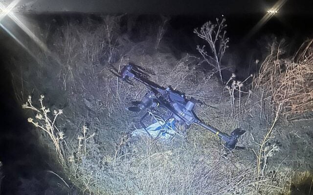 A drone that was downed by the IDF near the border with the Gaza Strip, October 26, 2026. (Courtesy of Derech Tkuma) A drone that was downed by the IDF near the border with the Gaza Strip, October 26, 2026. (Courtesy of Derech Tkuma)