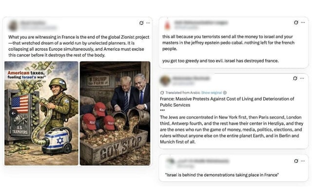 A collection of social media posts tying the violent protests in France to Jews and Israel (Screenshots) A collection of social media posts tying the violent protests in France to Jews and Israel (Screenshots)
