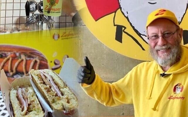 Zalman's founder Moshe Zalman Olive at one of his hot dog restaurants (Courtesy) Zalman's founder Moshe Zalman Olive at one of his hot dog restaurants (Courtesy)